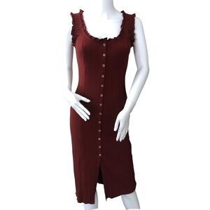 Shyanne Red Burgandy Ribbed Knit Bodycon‎ Midi Dress XS Country Rodeo Cowgirl